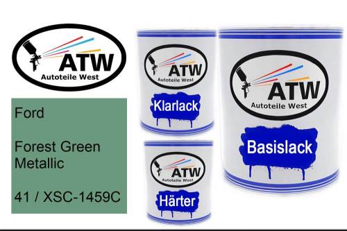 Ford, Forest Green Metallic, 41 / XSC-1459C: 1L Lackdose + 1L Klarlack + 500ml Härter - Set, von ATW Autoteile West.